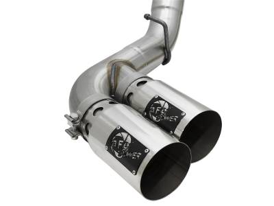 AFE Power - aFe Rebel XD 4in Stainless Steel Down-Pipe Back Exhaust System w/Dual Polished Tips Ford Diesel Trucks 17-18 V8-6.7L (td) - 49-43096-P - Image 2