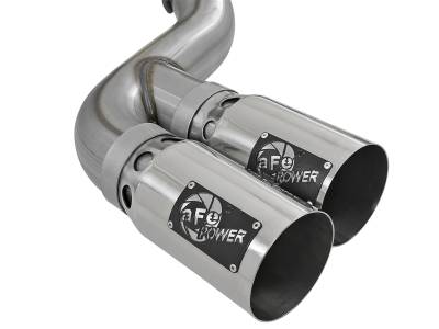AFE Power - aFe Rebel XD 4in Stainless Steel Down-Pipe Back Exhaust System w/Dual Polished Tips Ford Diesel Trucks 17-18 V8-6.7L (td) - 49-43102-P - Image 2