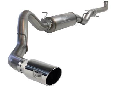Exhaust - Exhaust Systems - AFE Power - aFe Large Bore-HD 4 IN 409 Stainless Steel Down-Pipe Back Exhaust System w/Muffler/Polished Tip GM Diesel Trucks 01-07 V8-6.6L (td) LB7/LLY/LBZ - 49-44003-P