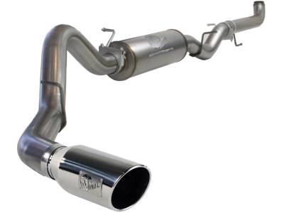 Exhaust - Exhaust Systems - AFE Power - aFe Large Bore-HD 4 IN 409 Stainless Steel Down-Pipe Back Exhaust System w/Muffler/Polished Tip GM Diesel Trucks 07.5-10 V8-6.6L (td) LMM - 49-44017-P