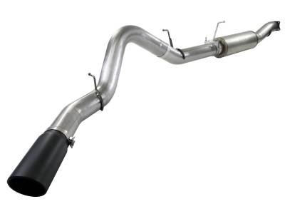 Exhaust - Exhaust Systems - AFE Power - aFe Large Bore-HD 5 IN 409 Stainless Steel Race Pipe w/Muffler/Black Tip GM Diesel Trucks 11-16 V8-6.6L (td) LML - 49-44029-B