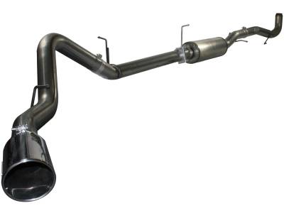 Exhaust - Exhaust Systems - AFE Power - aFe Large Bore-HD 4 IN 409 Stainless Steel Down-Pipe Back Exhaust System w/Muffler/Polished Tip GM Diesel Trucks 11-15 V8-6.6L (td) LML - 49-44032