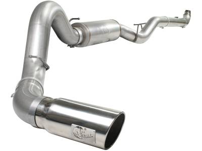 aFe Large Bore-HD 5in 409 Stainless Steel Down-Pipe Back Exhaust w/Polished Tip GM Diesel Trucks 07.5-10 V8-6.6L (td) LMM - 49-44033-P