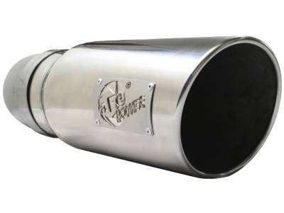 AFE Power - aFe Large Bore-HD 5in 409 Stainless Steel Down-Pipe Back Exhaust w/Polished Tip GM Diesel Trucks 07.5-10 V8-6.6L (td) LMM - 49-44033-P - Image 5