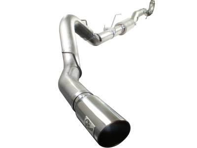 Exhaust - Exhaust Systems - AFE Power - aFe Large Bore-HD 5in 409 Stainless Steel Down-Pipe Back Exhaust w/Polished Tip GM Diesel Trucks 11-15 V8-6.6L (td) LML - 49-44035-P