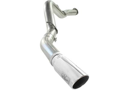 aFe Large Bore-HD 5in 409 Stainless Steel DPF-Back Exhaust System w/Polished Tip GM Diesel Trucks 07.5-10 V8-6.6L (td) LMM - 49-44040-P