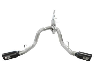 AFE Power - aFe Large Bore-HD 4 IN 409 Stainless Steel Down-Pipe Back Exhaust System w/Muffler/Dual Black Tips GM Diesel Trucks 11-15 V8-6.6L (td) LML - 49-44044-B - Image 2