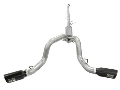 AFE Power - aFe Large Bore-HD 4 IN 409 Stainless Steel Down-Pipe Back Exhaust System w/Muffler/Dual Black Tips GM Diesel Trucks 01-07 V8-6.6L (td) LB7/LLY/LBZ - 49-44045-B - Image 2
