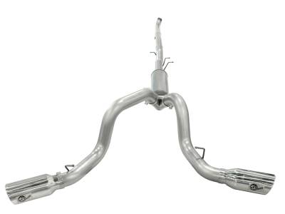 AFE Power - aFe Large Bore-HD 4 IN 409 Stainless Steel Down-Pipe Back Exhaust System w/Muffler/Dual Polished Tips GM Diesel Trucks 01-07 V8-6.6L (td) LB7/LLY/LBZ - 49-44045-P - Image 2