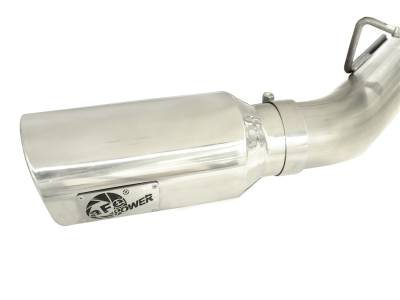 AFE Power - aFe Large Bore-HD 4 IN 409 Stainless Steel Down-Pipe Back Exhaust System w/Muffler/Dual Polished Tips GM Diesel Trucks 01-07 V8-6.6L (td) LB7/LLY/LBZ - 49-44045-P - Image 4