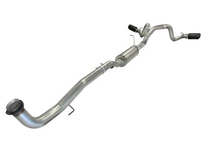 AFE Power - aFe Large Bore-HD 4 IN 409 Stainless Steel Down-Pipe Back Exhaust System w/Muffler/Dual Black Tips GM Diesel Trucks 15.5-16 V8-6.6L (td) LML - 49-44052-B - Image 2
