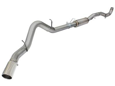 aFe Large Bore-HD 5in 409 Stainless Steel Down-Pipe Back Exhaust w/Polished Tip GM Diesel Trucks 15.5-16 V8-6.6L (td) LML - 49-44054-P