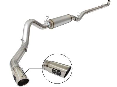 Exhaust - Exhaust Systems - AFE Power - aFe Large Bore-HD 4 IN 409 Stainless Steel Down-Pipe Back Exhaust System w/Muffler/Polished Tip GM Diesel Trucks 01-10 V8-6.6L (td) LB7/LLY/LBZ/LMM - 49-44059-P