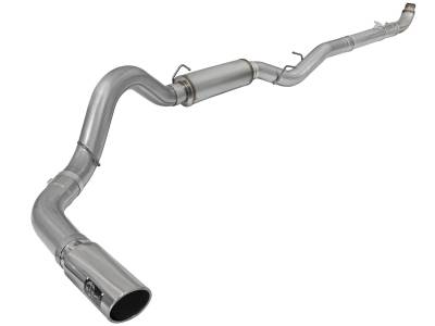 Exhaust - Exhaust Systems - AFE Power - aFe Large Bore-HD 5in 409 Stainless Steel Down-Pipe Back Exhaust w/Polished Tip GM Diesel Trucks 01-10 V8-6.6L (td) LB7/LLY/LBZ/LMM - 49-44060-P