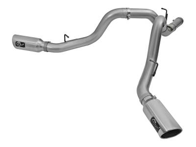 aFe Large Bore-HD 4in 409 Stainless Steel DPF-Back Exhaust System w/Polished Tip GM Diesel Trucks LML 2016 V8-6.6L - 49-44080-P