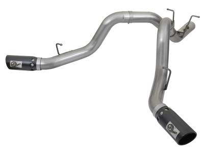 Exhaust - Exhaust Systems - AFE Power - aFe Large Bore-HD 4in 409 Stainless Steel DPF-Back Exhaust System w/Dual Black Tips GM Diesel Trucks 17-18 V8-6.6L (td) L5P - 49-44086-B