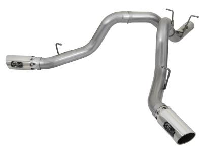 aFe Large Bore-HD 4in 409 Stainless Steel DPF-Back Exhaust w/Dual Polished Tips GM Diesel Trucks 17-18 V8-6.6L (td) L5P - 49-44086-P