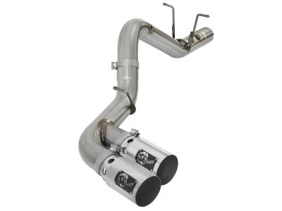 aFe Rebel XD Series 4in 409 Stainless Steel DPF-Back Exhaust w/Dual Polished Tips GM Diesel Trucks 17-18 V8-6.6L (td) L5P - 49-44089-P