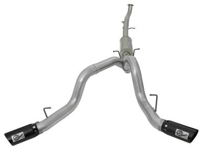 AFE Power - aFe Large Bore-HD 4in Dual Stainless Steel Down-Pipe Exhaust System w/Black Tips GM Diesel Trucks 17-18 V8-6.6L (td) L5P - 49-44091-B - Image 4