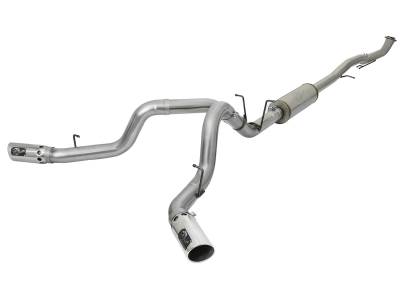 aFe Large Bore-HD 4in Dual Stainless Steel Down-Pipe Exhaust System w/Polished Tips GM Diesel Trucks 17-18 V8-6.6L (td) L5P - 49-44091-P
