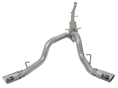 AFE Power - aFe Large Bore-HD 4in Dual Stainless Steel Down-Pipe Exhaust System w/Polished Tips GM Diesel Trucks 17-18 V8-6.6L (td) L5P - 49-44091-P - Image 3