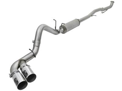 aFe Rebel XD 4in Stainless Steel Down-Pipe Back Exhaust System w/Polished Tips GM Diesel Trucks 17-18 V8-6.6L (td) L5P - 49-44092-P